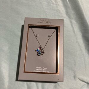 Silver Plated Butterfly Jewelry Set